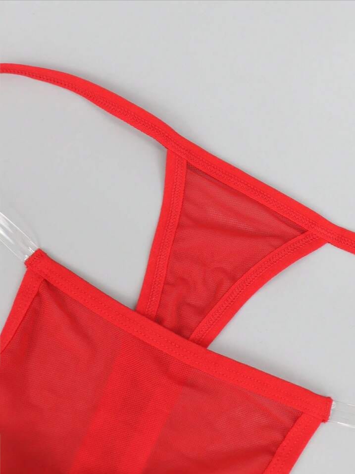 Men's Red Hollow Mesh Thong Underwear For Men